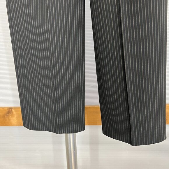 MaxMara Black Brown Pinstripes High Rise Straight Leg Trouser Dress Pant Sz 6 - Picture 10 of 14